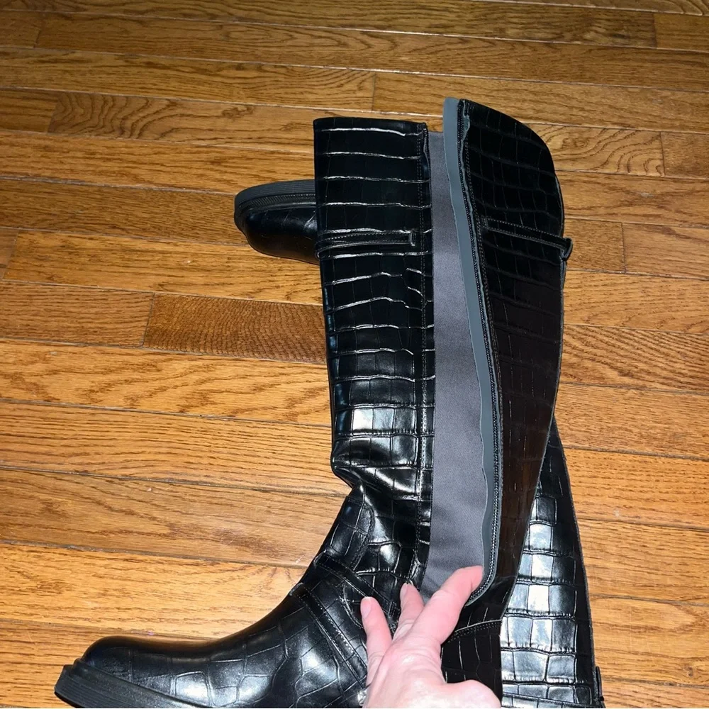 SARTO By Franco Sarto Ainsley Knee High Boot Black Croc Print Women’s Size 8
